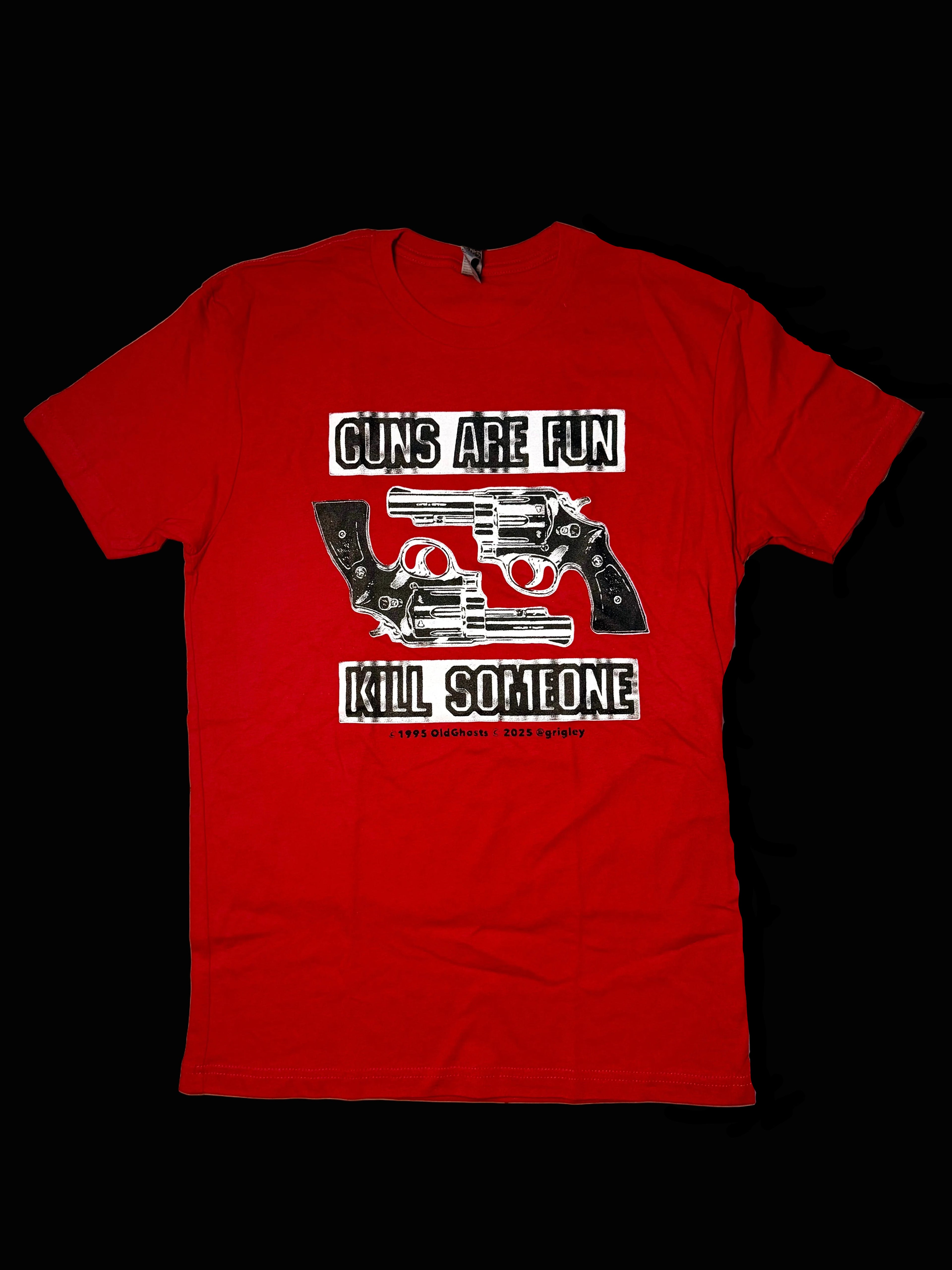 Guns Are Fun Red Short Sleeve Tee Shirts 1995