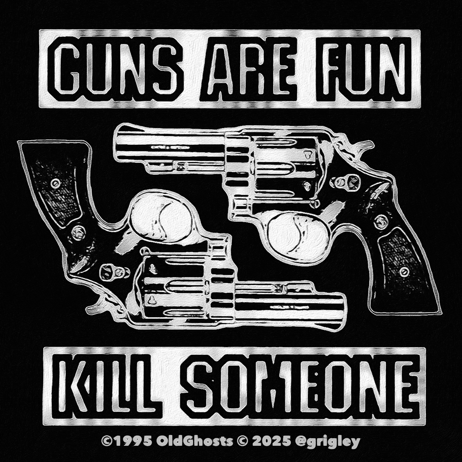 Guns Are Fun Black Short Sleeve Tee Shirts 1995